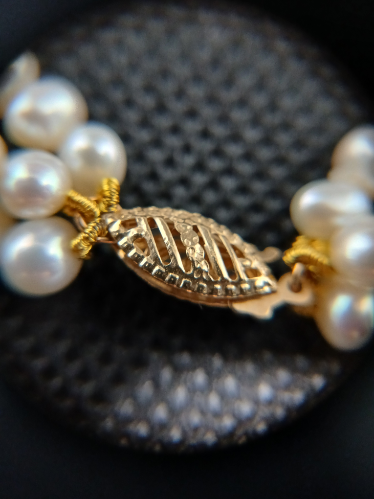2.2mm 3 Strand Fresh Water Pearl Necklace - 16", 14k Beads, etc. - photo 3