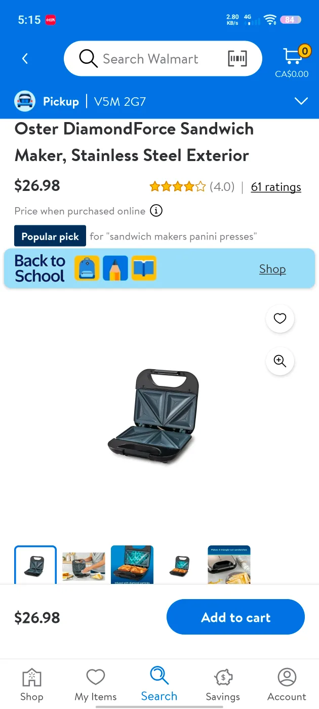 Oster DiamondForce Sandwich Maker, Stainless Steel Exterior image indicator(3)