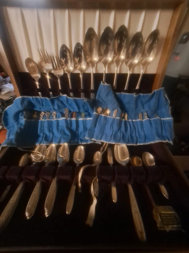 Collective vintage silver plated spoons and forks image indicator(6)