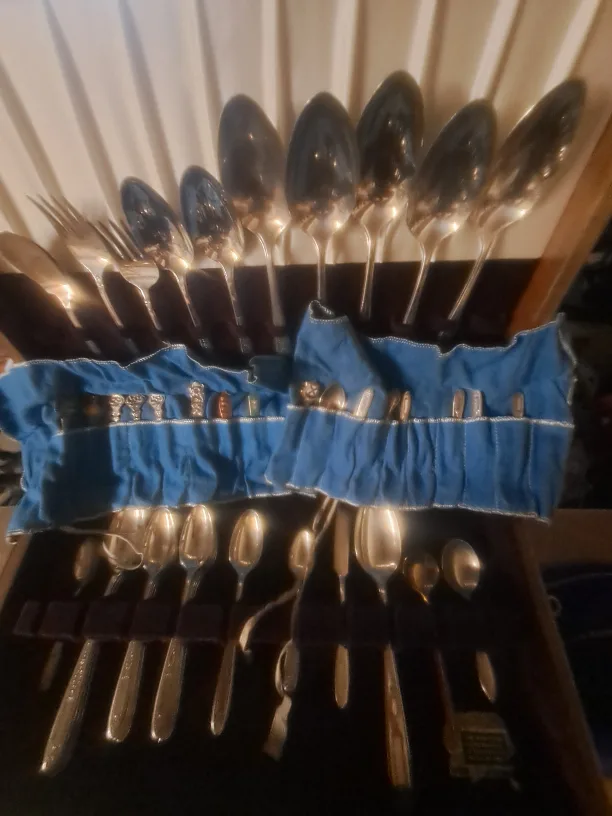 Collective vintage silver plated spoons and forks image indicator(7)