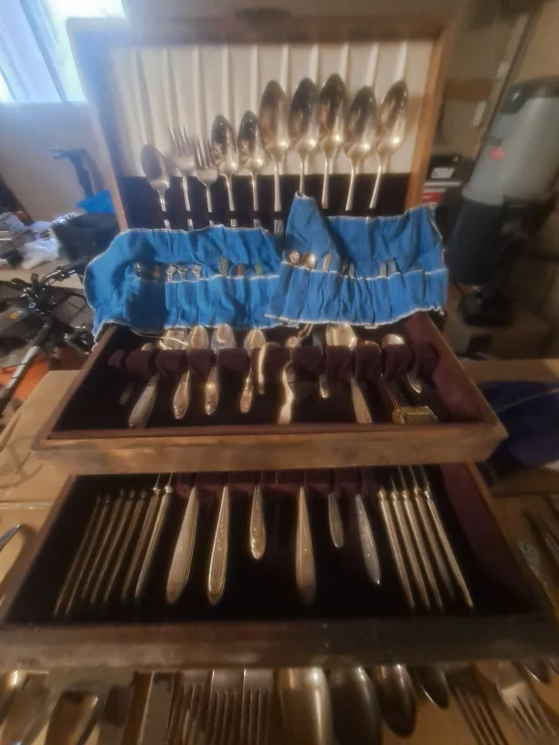 Collective vintage silver plated spoons and forks image indicator(8)