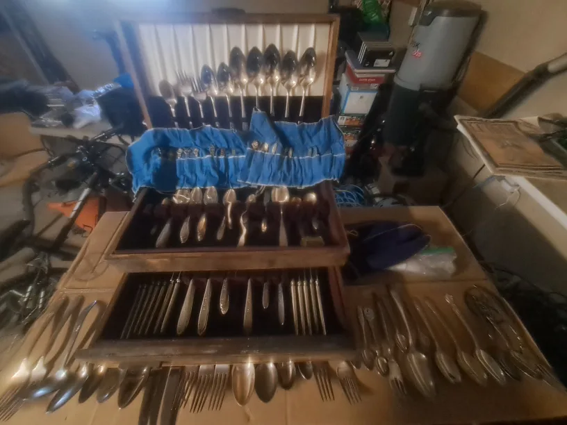 Collective vintage silver plated spoons and forks image indicator(9)