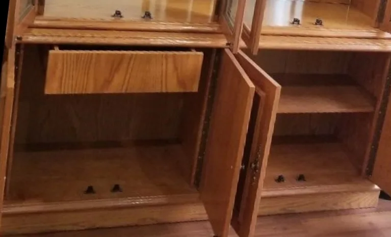 Solid Oak Wooden China Cabinet Hutch image indicator(9)