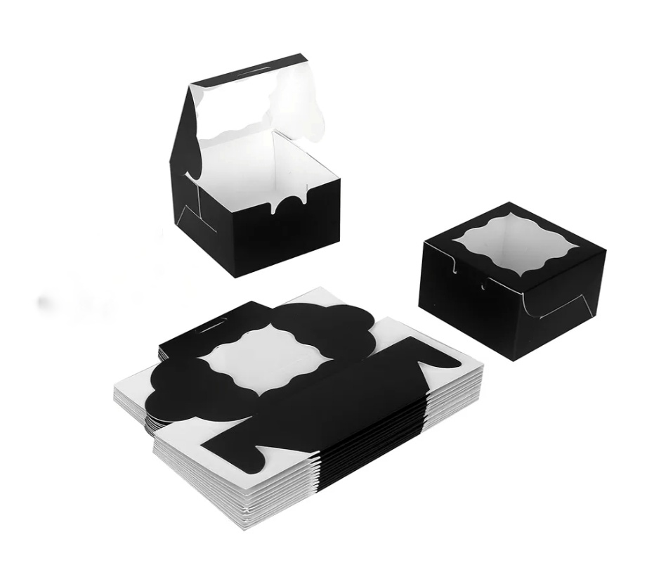 100 Dessert Boxes - Black - 4x4x2.5 inch