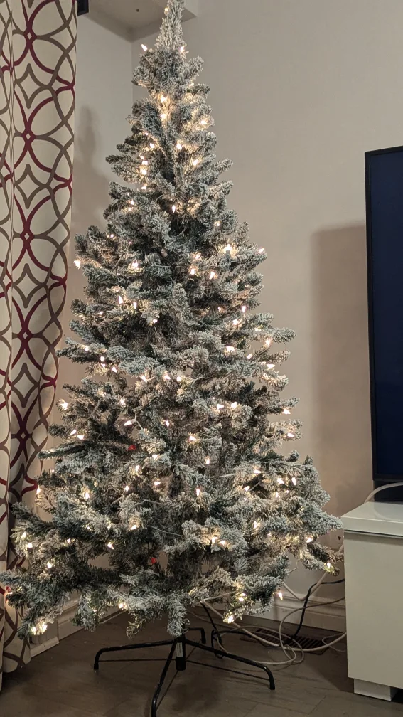 Holiday Time 6.5-ft Pre-Lit Flocked Frisco Pine Tree thumbnail