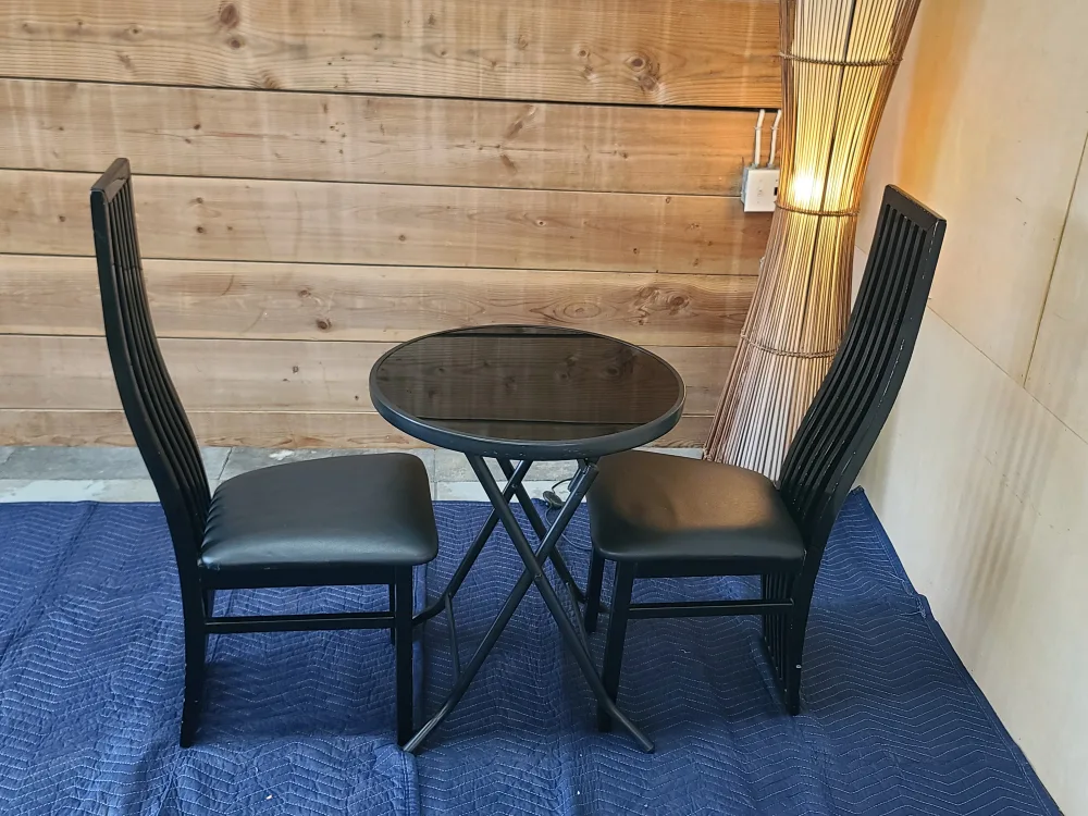 Black Round Table with 2 Chairs image indicator(4)