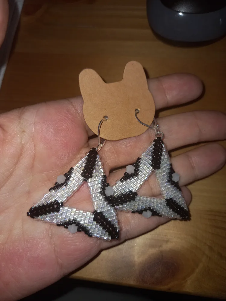 Handmade Beaded Triangle Earrings image indicator(4)