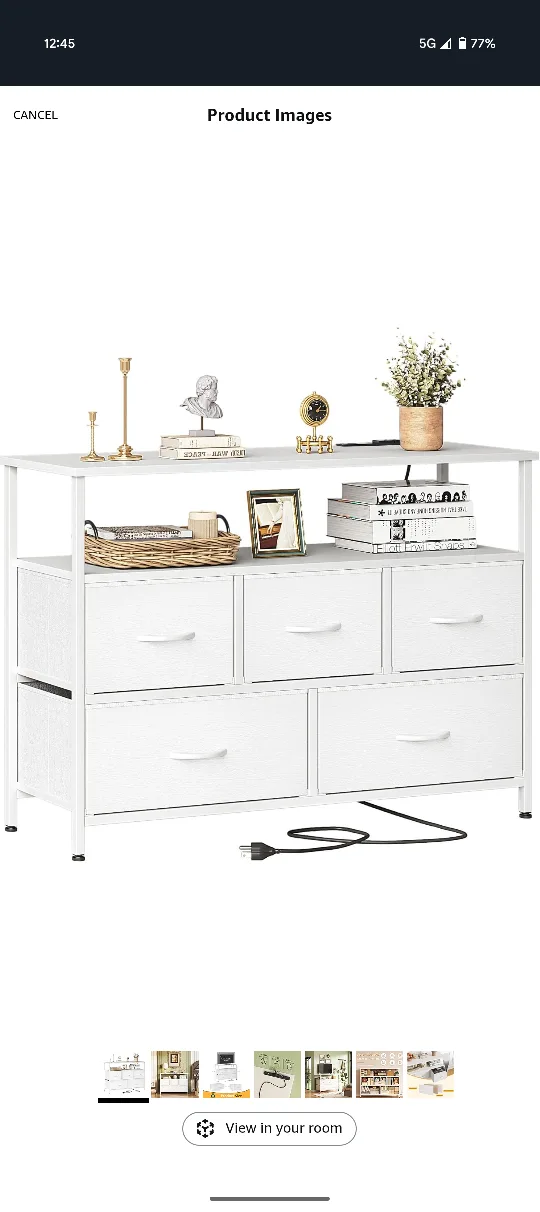 White Dresser with Fabric Drawers/ TV Stand thumbnail