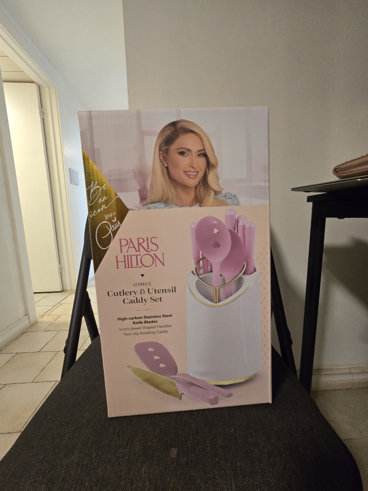 Paris Hilton 12-Piece Cutlery & Utensil Caddy Set - New