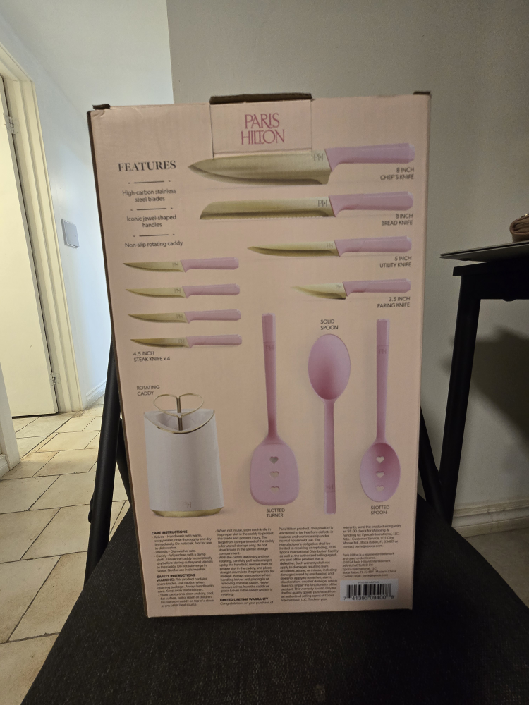 Paris Hilton 12-Piece Cutlery & Utensil Caddy Set - New - photo 3
