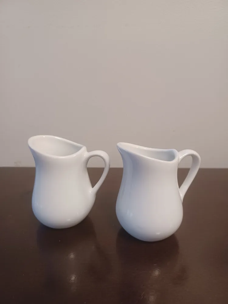 Two White Ceramic Creamers - 100ml each thumbnail