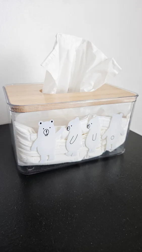 Cute Bear Bamboo/Acrylic Tissue Box image indicator(2)