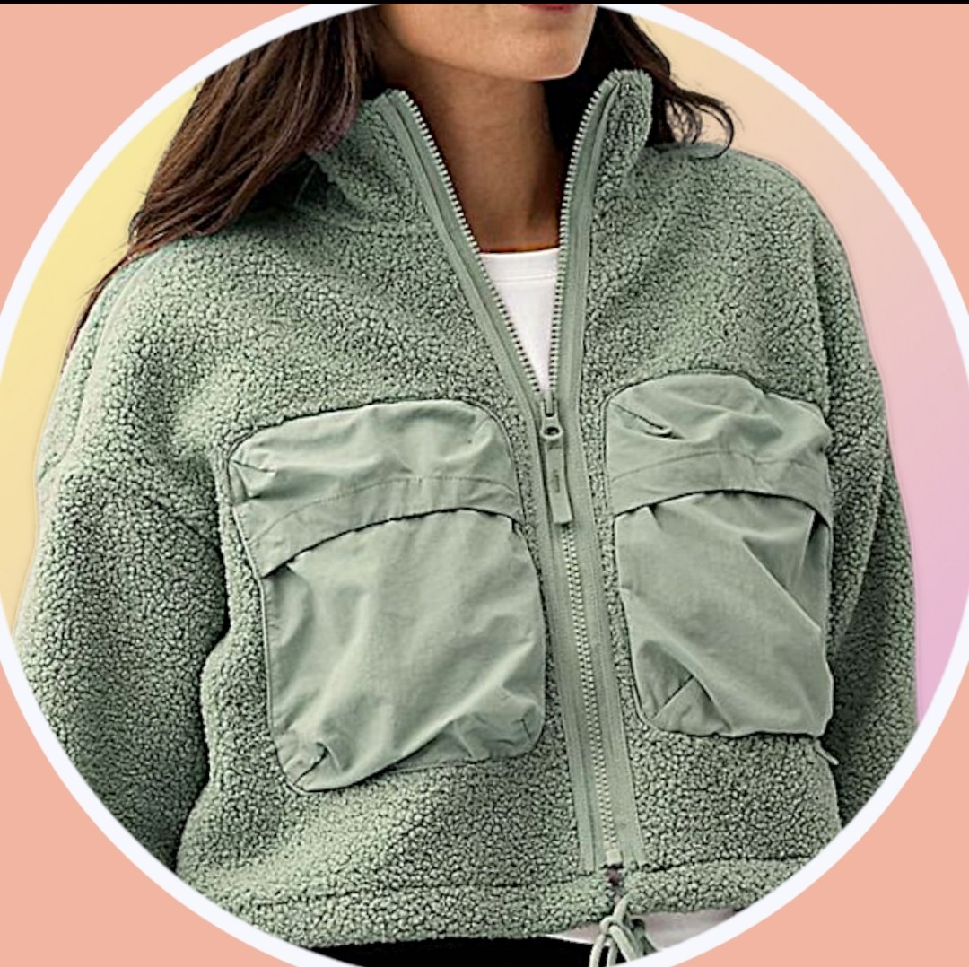 NWT XXL Mix Media Cropped Soft High Pile Jacket w 4 Pockets - photo 2