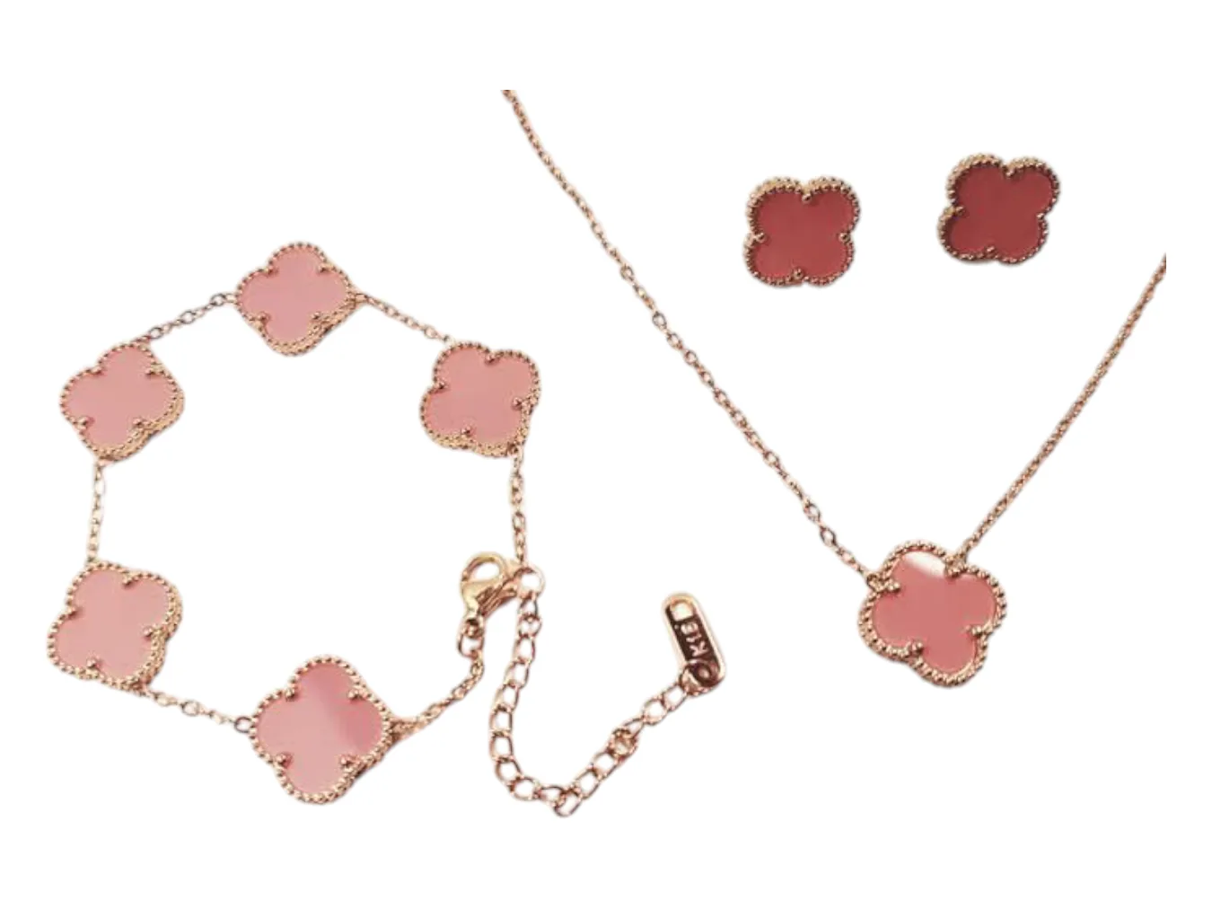 Pink Four Leaf Jewellery Set thumbnail
