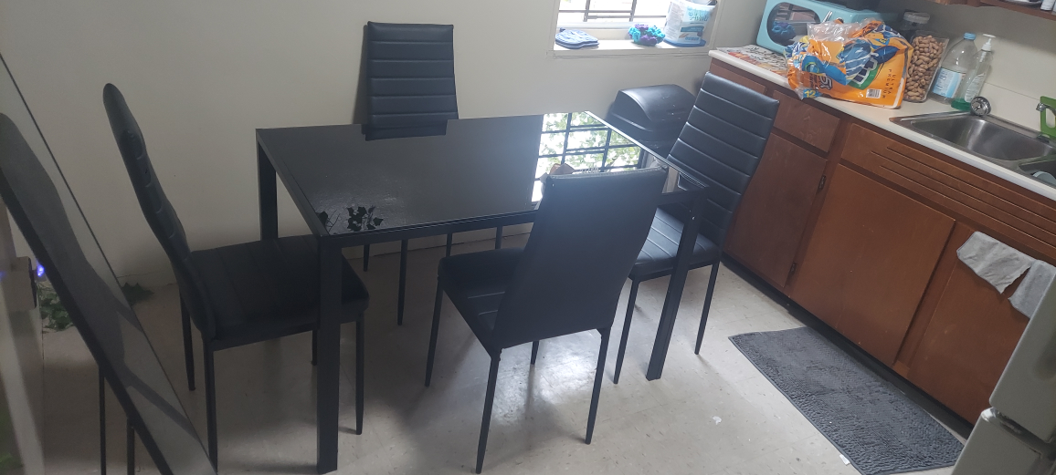 Black Dining Table with 4 Chairs