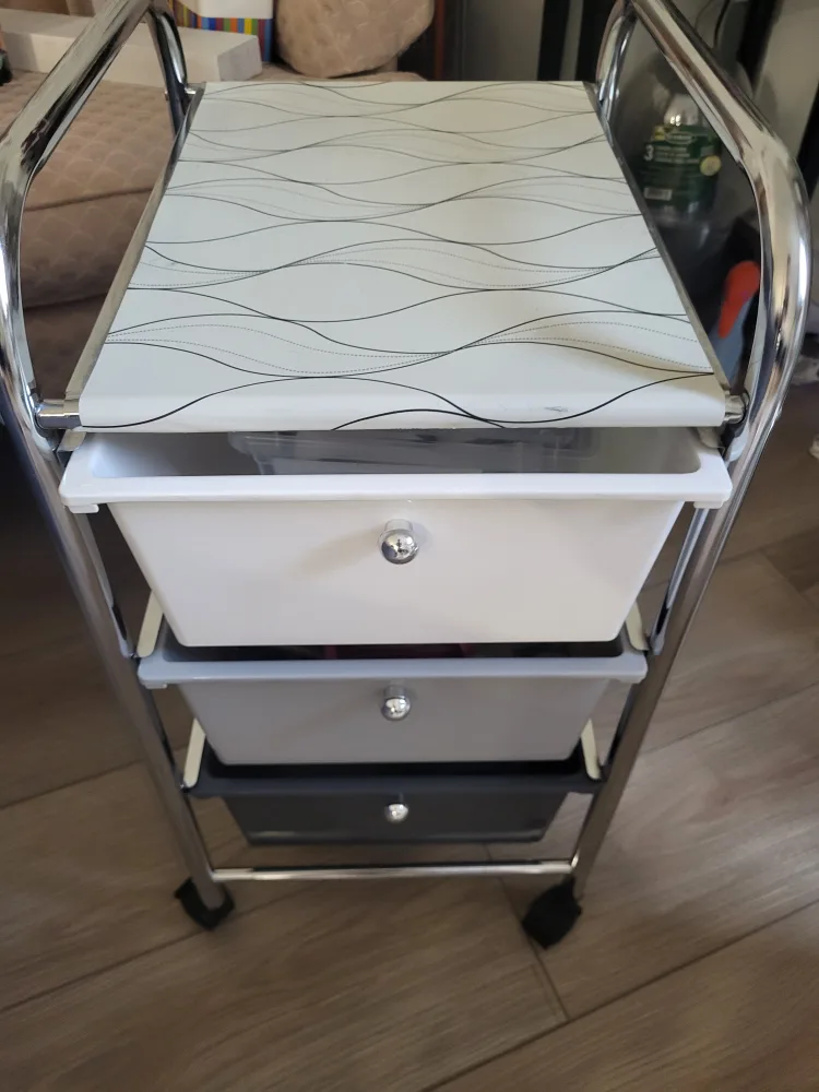 Small Rolling Cart with 3 Drawers - White, Grey, Black thumbnail