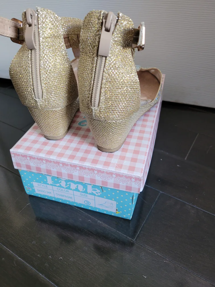 Pink & Blue Champagne Glitter Heels - Girls Size 3 image indicator(2)