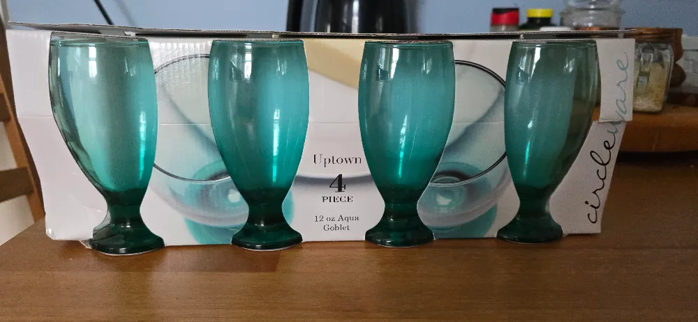 Circleware Uptown 12 oz Aqua Goblets - Set of 4 thumbnail