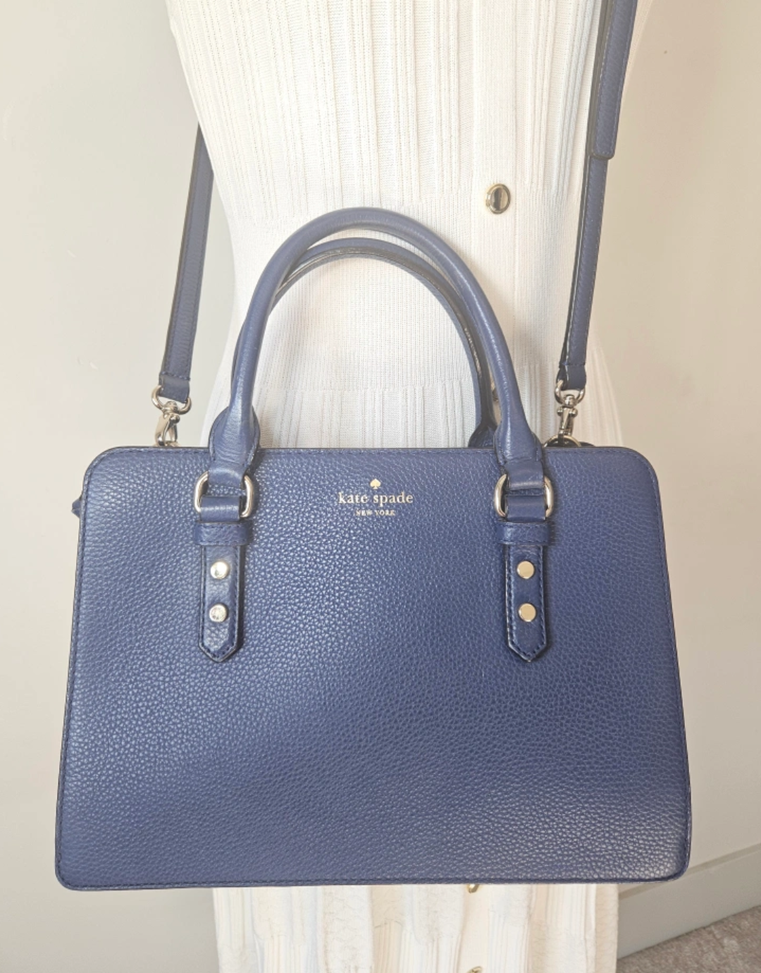 Kate Spade Navy Blue Leather Satchel