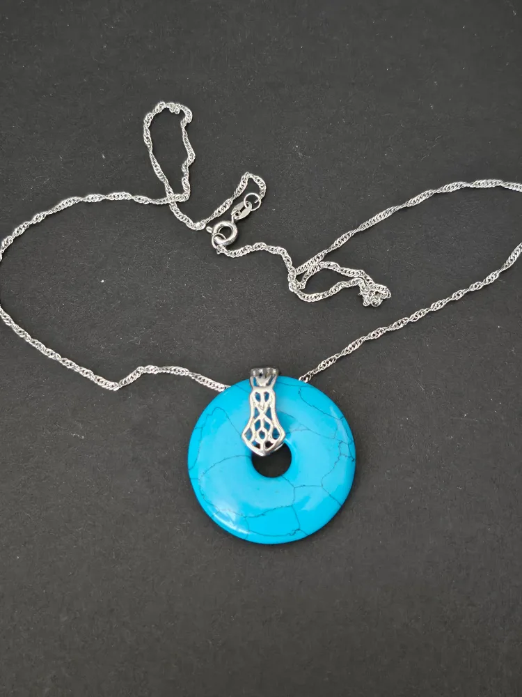 Turquoise Donut Pendant Necklace thumbnail