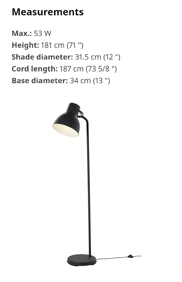 Ikea Black Floor Lamp - Like New - photo 5