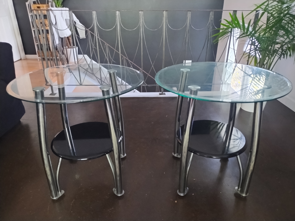 Glass Top End Tables (Set of 2)