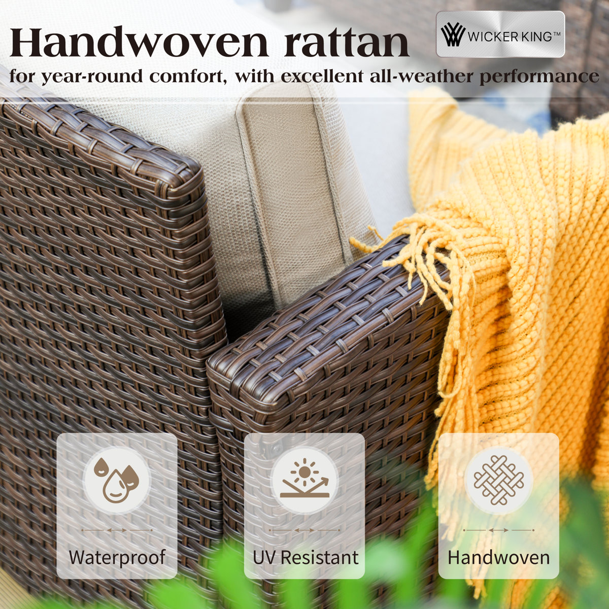 Wicker King Handwoven Rattan Outdoor Sofa - photo 5