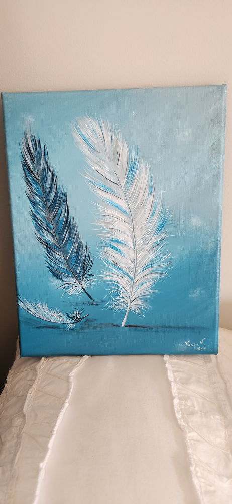 Feather Painting on Canvas