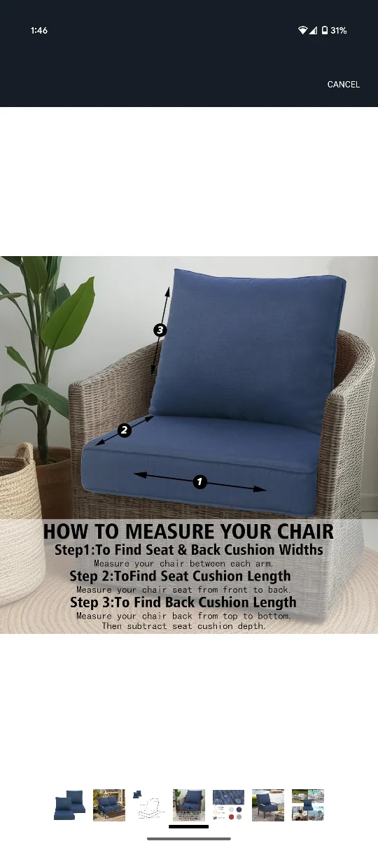 Navy Blue Outdoor Chair Cushions - New image indicator(4)