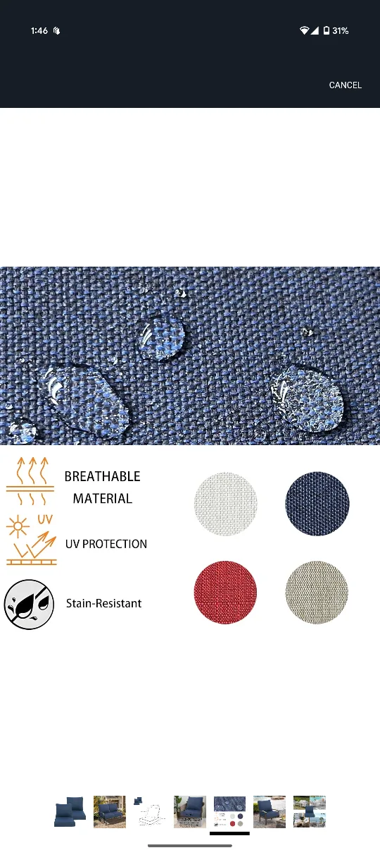 Navy Blue Outdoor Chair Cushions - New image indicator(5)