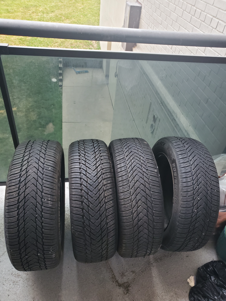 4 Winter Tires 205/55R16, 3 on rim