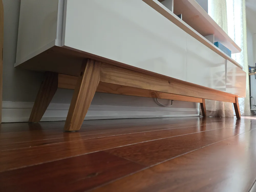 White TV Stand with Wooden Legs 1,80m image indicator(2)