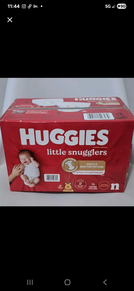 Huggies Little Snugglers Diapers, Size N, 76 Count 🥕 thumbnail