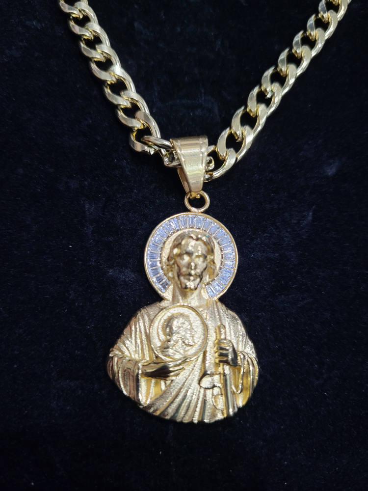 Gold San Judas Tadeo Pendant Necklace - photo 3