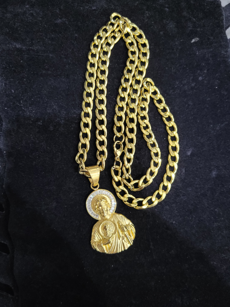 Gold San Judas Tadeo Pendant Necklace - photo 5