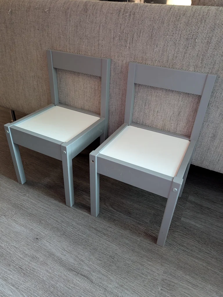 Pair of Children's Grey and White Chairs image indicator(5)