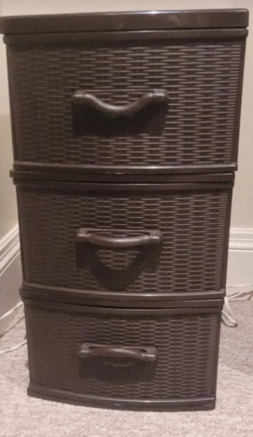 Brown 3-Drawer Wicker Style Storage Unit thumbnail