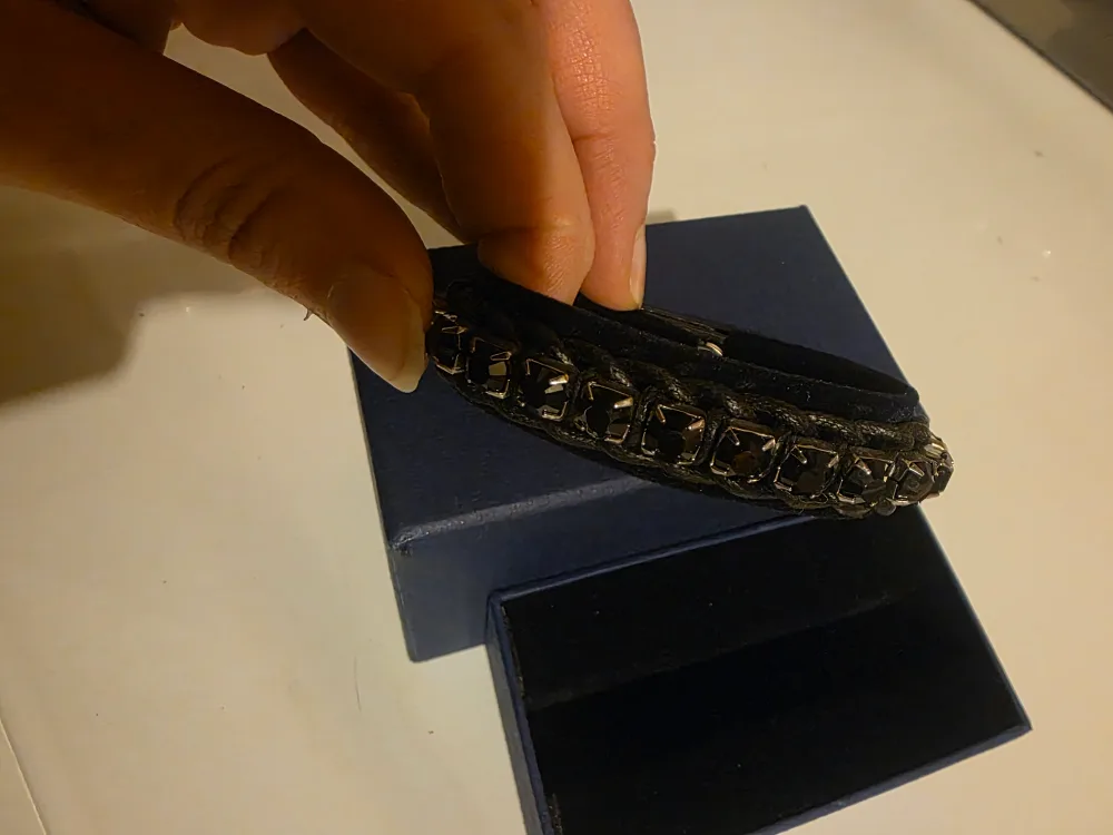 Swarovski Black Leather Bracelet with Box image indicator(2)