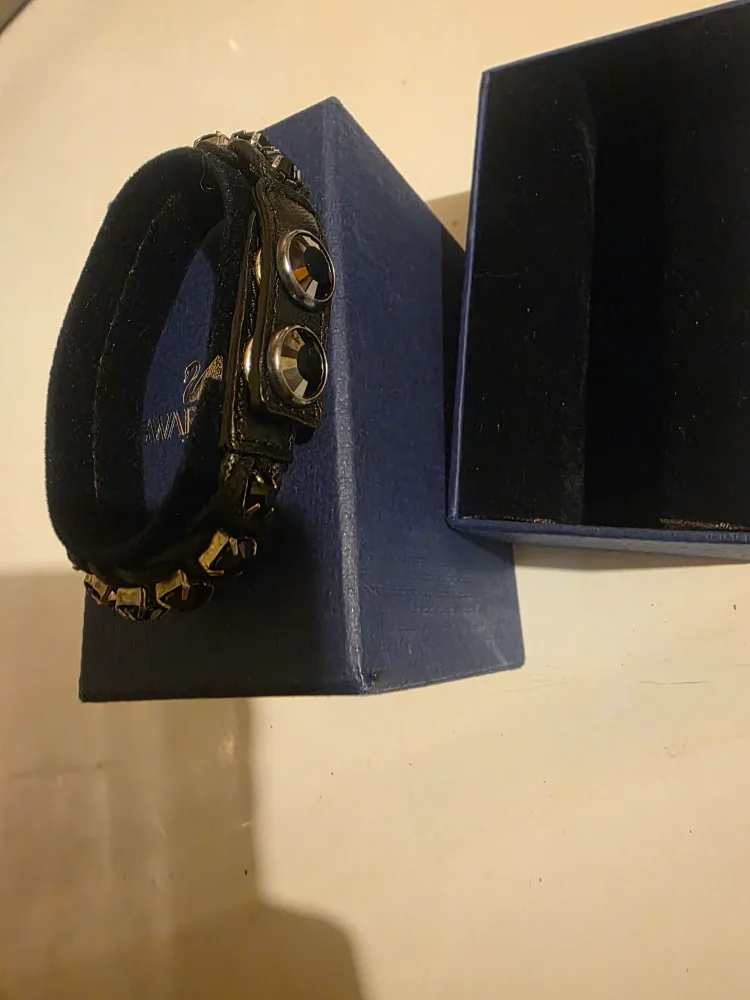 Swarovski Black Leather Bracelet with Box image indicator(3)
