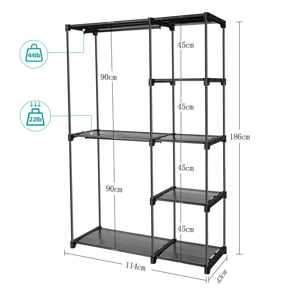 Freestanding Closet Organizer, Clothes Rack, 4 Shelves & 2 Rail image indicator(8)