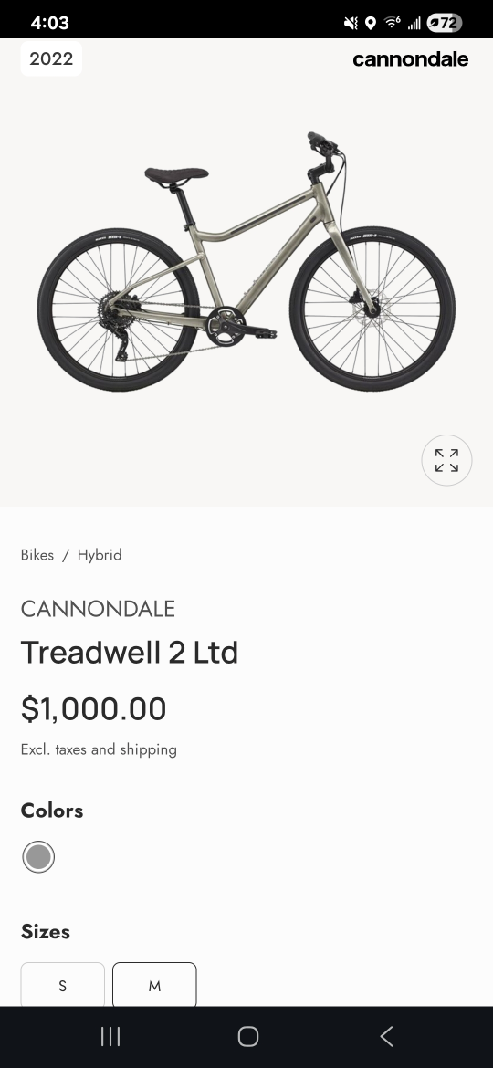 Cannondale Treadwell 2 Ltd Hybrid Bike