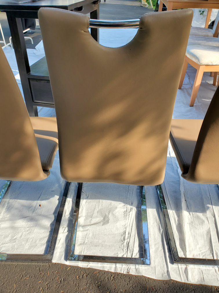 Set of 5 Dining Chairs - Beige Leather - photo 5