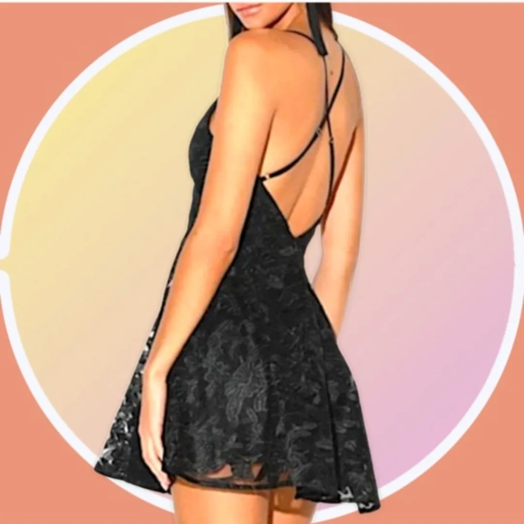 NWOT XL Prom, Party, Cocktail Lulu's Floral Skater Mini Dress image indicator(4)