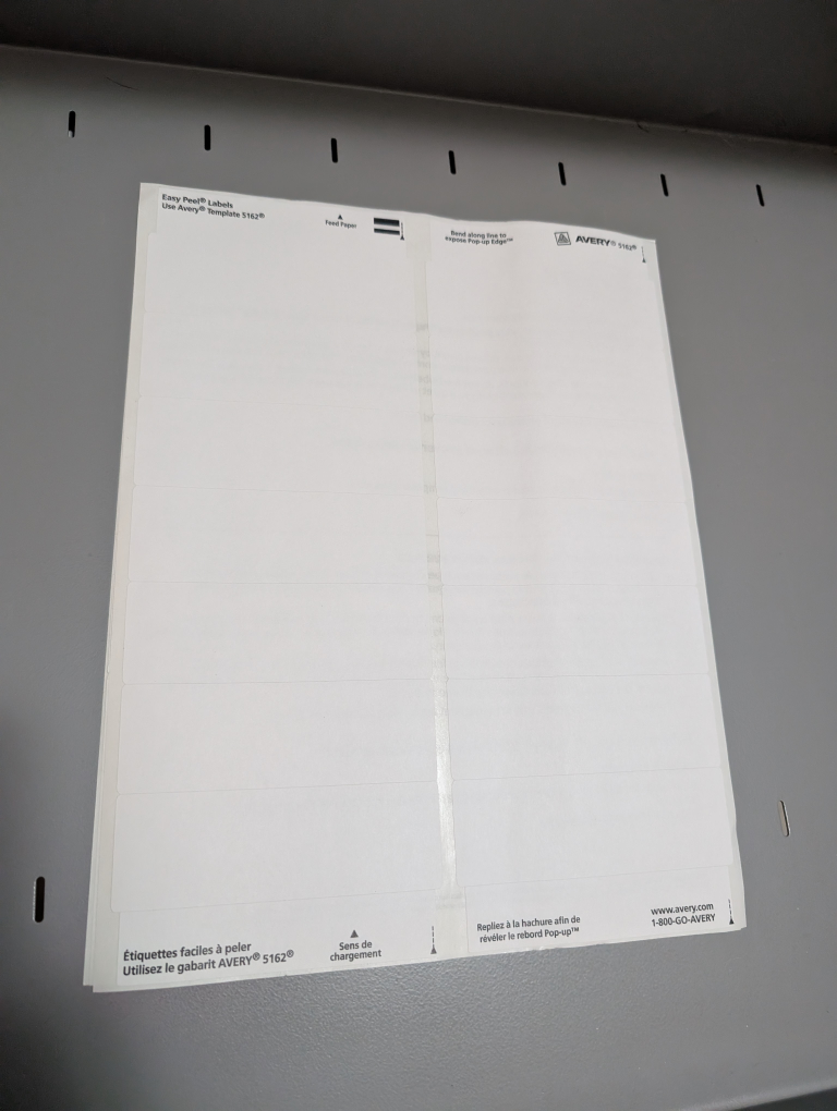Avery Easy Peel Labels 5162 - $1 for 3 sheets