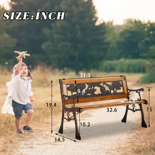 Outdoor Garden Bench with Animal Carvings - photo 2