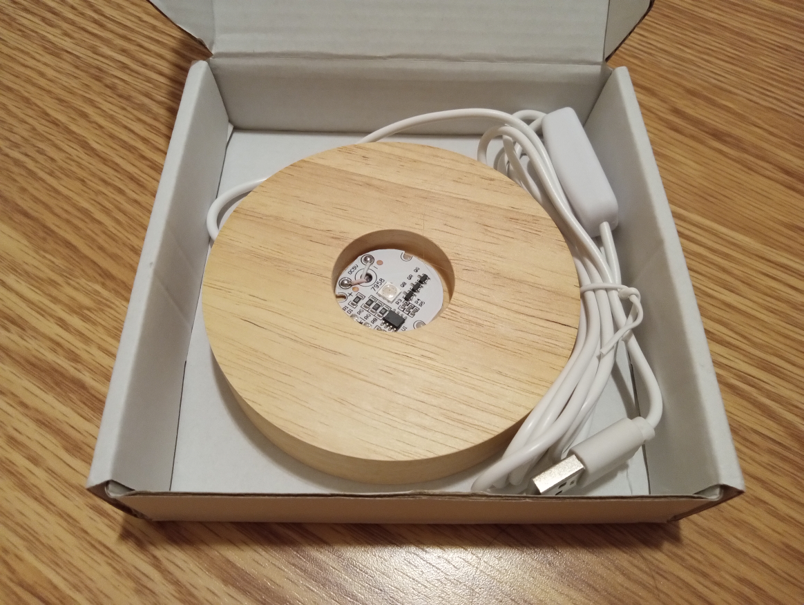 Wooden LED Display Base with USB Cable - photo 2