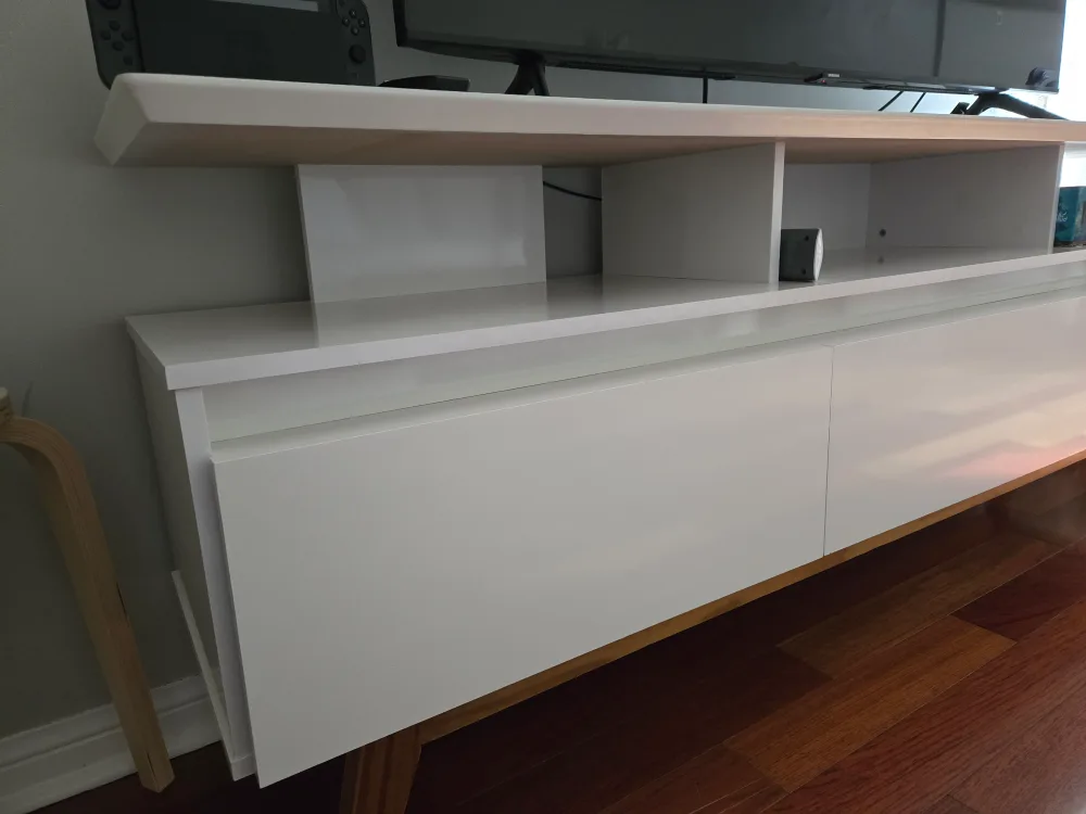 White TV Stand with Wooden Legs 1,80m image indicator(3)
