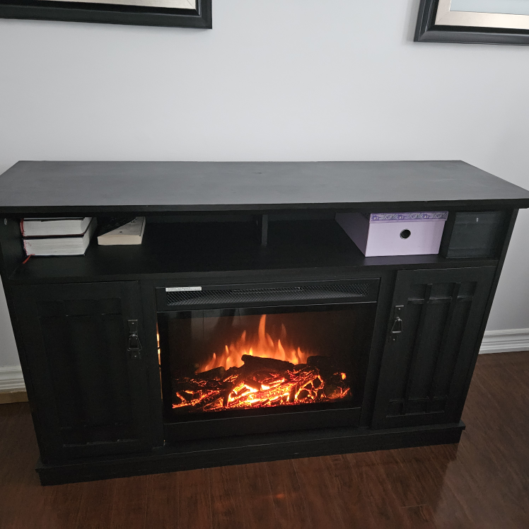 Black Media Console with Electric Fireplace - photo 4