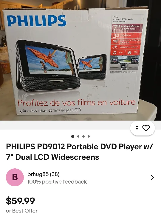 Philips PD9012 Portable DVD Player - 7" Dual LCD with  CDs thumbnail