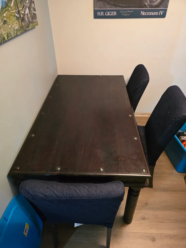 Dark Wood Dining Table with 4 Chairs image indicator(2)